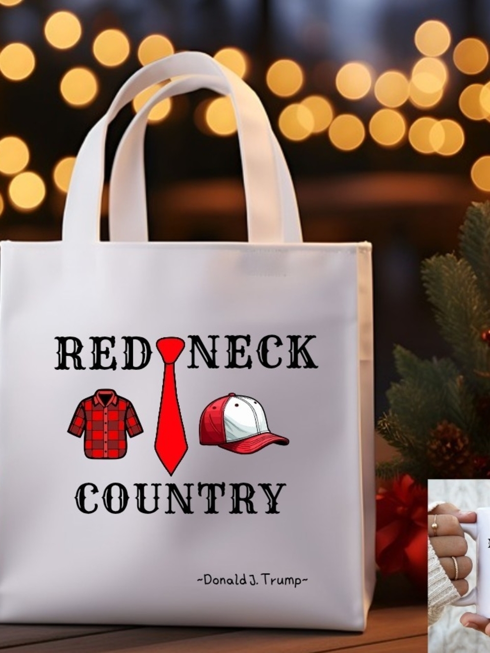 Redneck Country Graphic Tote - White